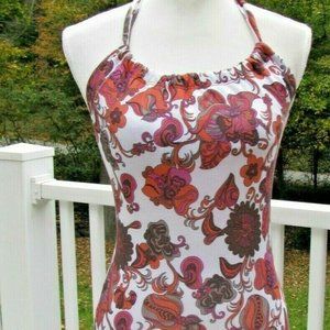 Prana Floral Halter Top - Pink and Brown